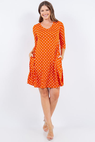 Tangerine Polka Dress