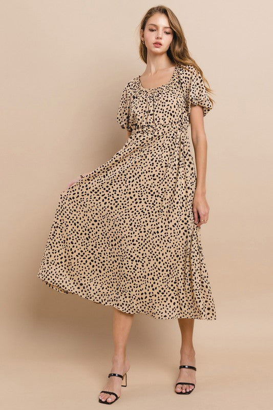 Carmine Print Midi Dress