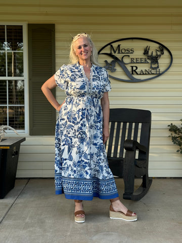 Margie Blue Print Dress