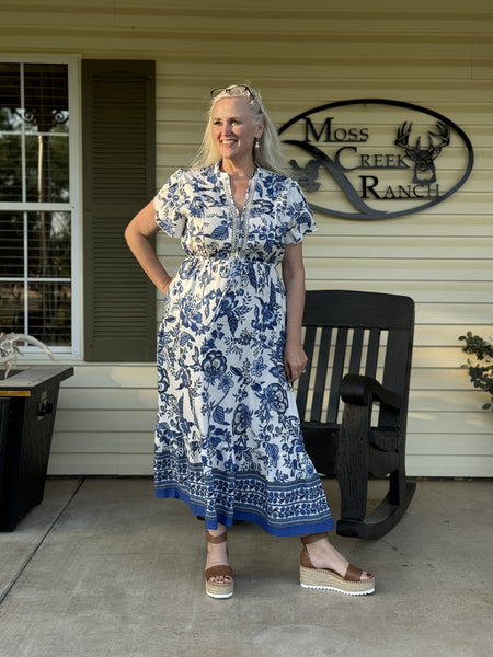 Margie Blue Print Dress