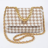 Quilted Tweed Houndstooth Chain Shoulder Bag