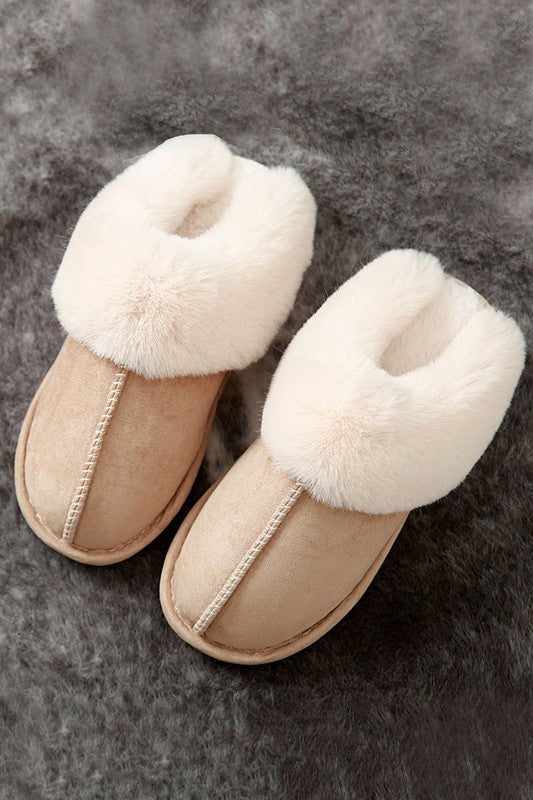 Faux Fur Lined Indoor Outdoor Slippers